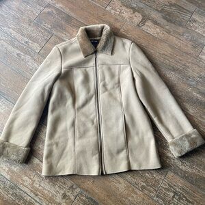 Style & Co Beige Faux Fur Lined Coat